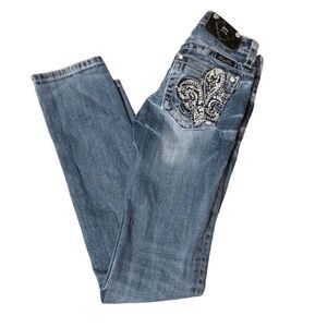 Miss Me Girl’s Jeans Size 12 fleur de lis embellished blingy